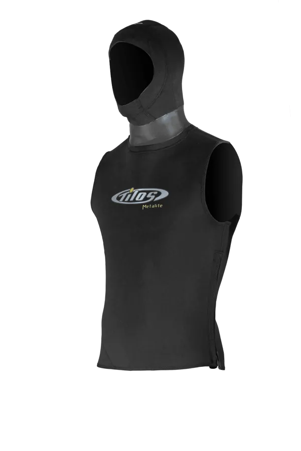 5/3mm Superstretch Zip Hooded Vest, Black