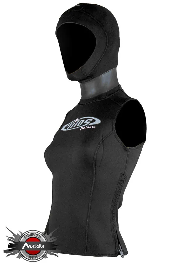 5/3mm Superstretch Zip Hooded Vest, Black