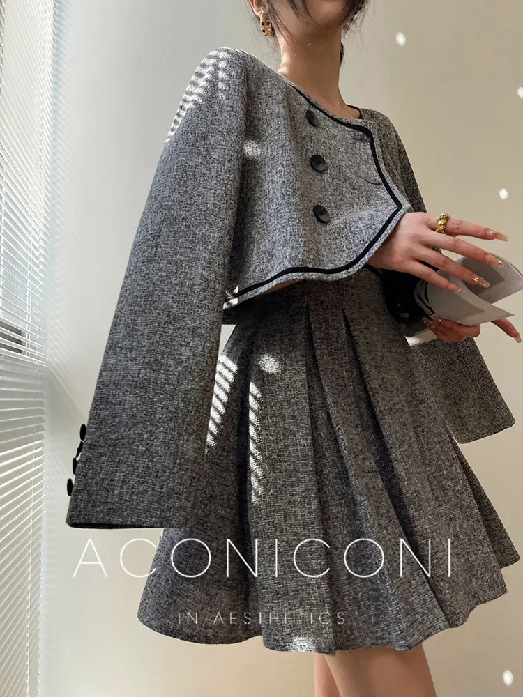 Aconiconi  Elegant gray pleated dress and short jacket - Kawashima Girl