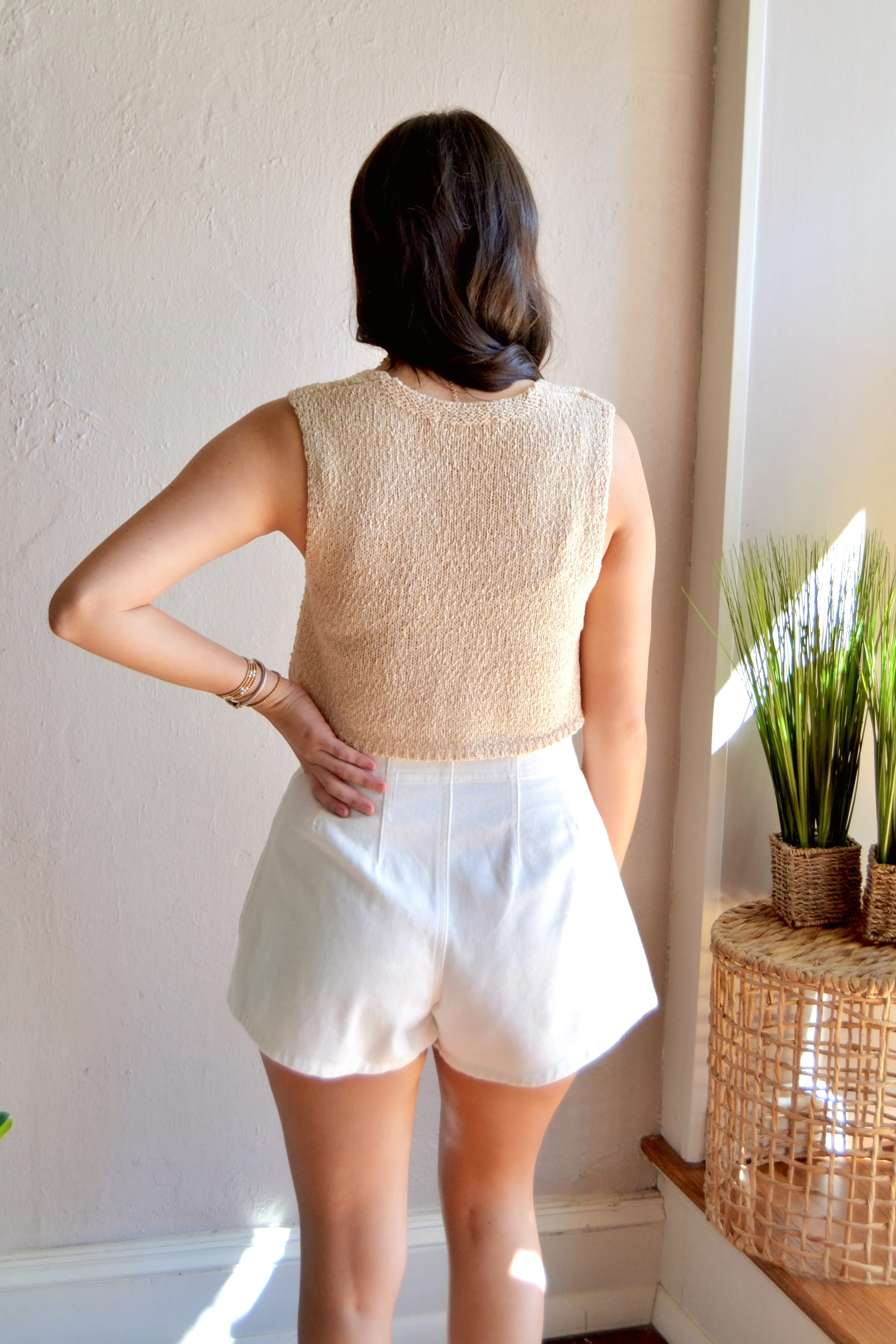 Beige hook & eye vest