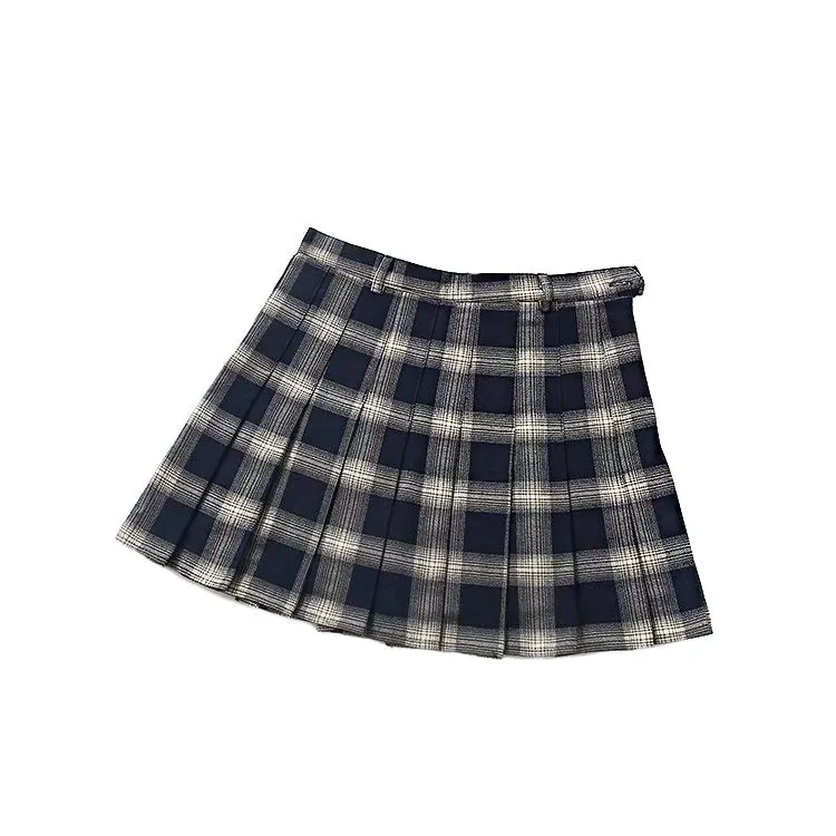 Cute Lattice Pleated Skirt for Women / High Waist Female Short Skirt / Grunge outfits