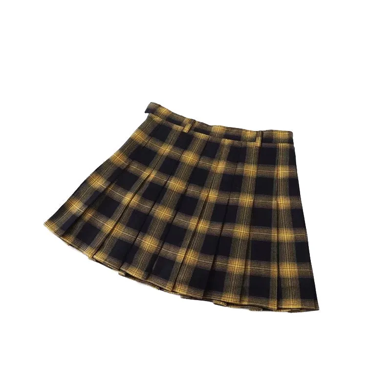 Cute Lattice Pleated Skirt for Women / High Waist Female Short Skirt / Grunge outfits