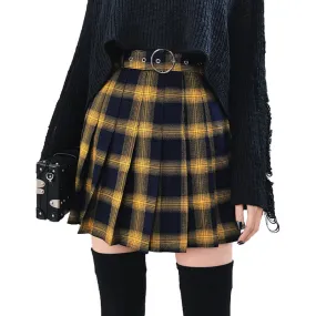 Cute Lattice Pleated Skirt for Women / High Waist Female Short Skirt / Grunge outfits