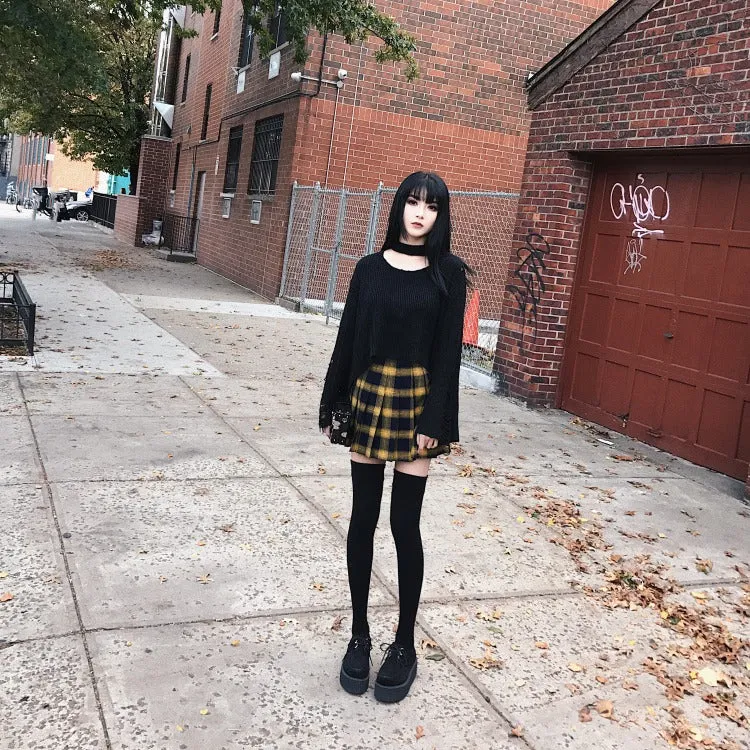 Cute Lattice Pleated Skirt for Women / High Waist Female Short Skirt / Grunge outfits