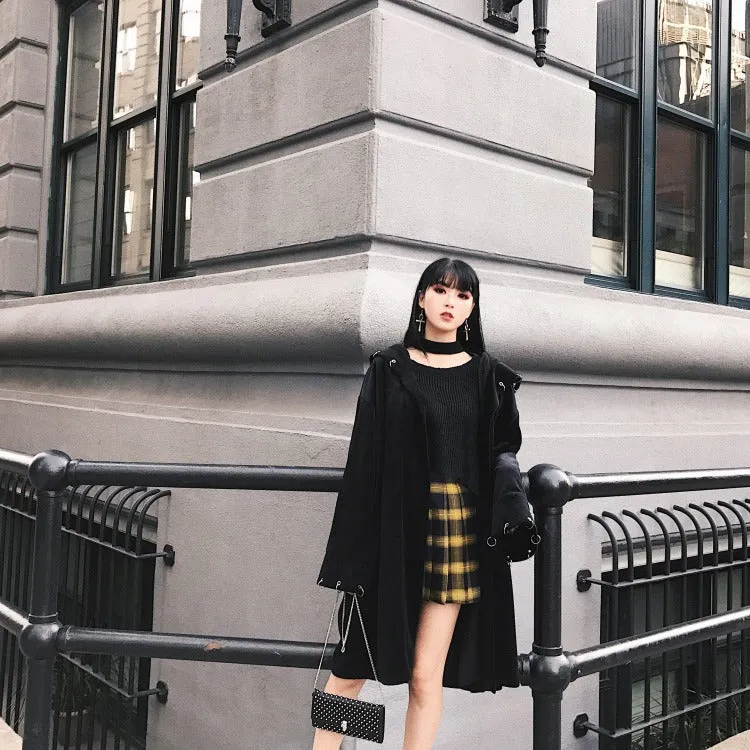 Cute Lattice Pleated Skirt for Women / High Waist Female Short Skirt / Grunge outfits