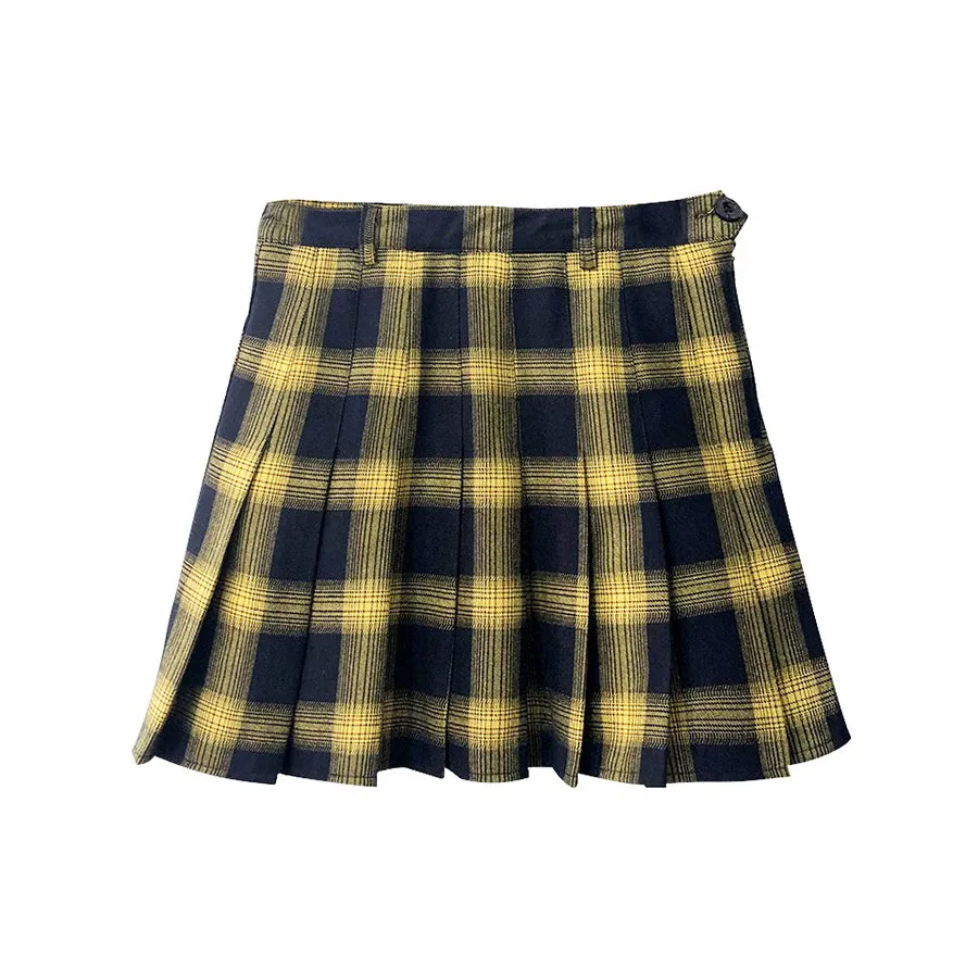 Cute Lattice Pleated Skirt for Women / High Waist Female Short Skirt / Grunge outfits