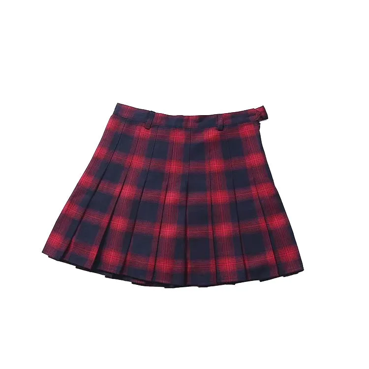 Cute Lattice Pleated Skirt for Women / High Waist Female Short Skirt / Grunge outfits
