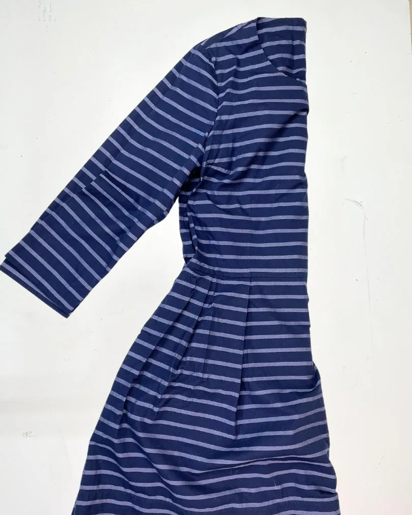 Dark Blue and Grey Striped Dress