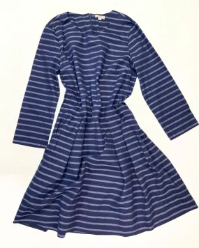 Dark Blue and Grey Striped Dress
