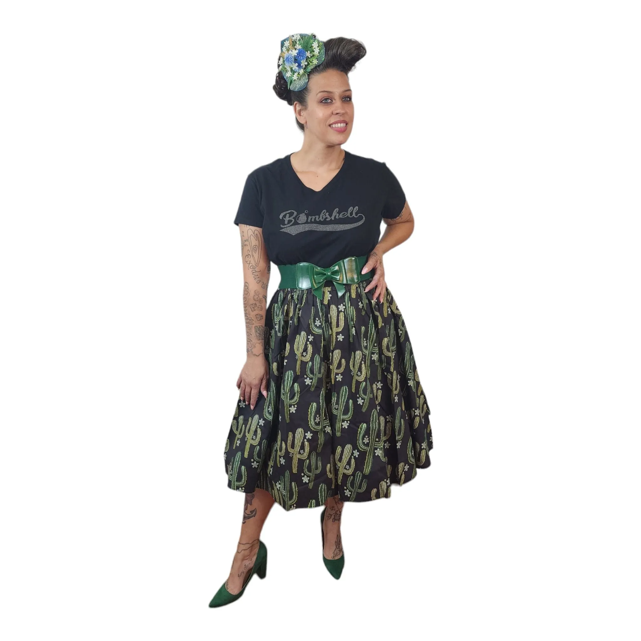 Desert Cactus Elastic Waist Skirt