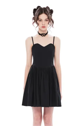 Elegant Black A-Line Skater Dress with Plaid Interior