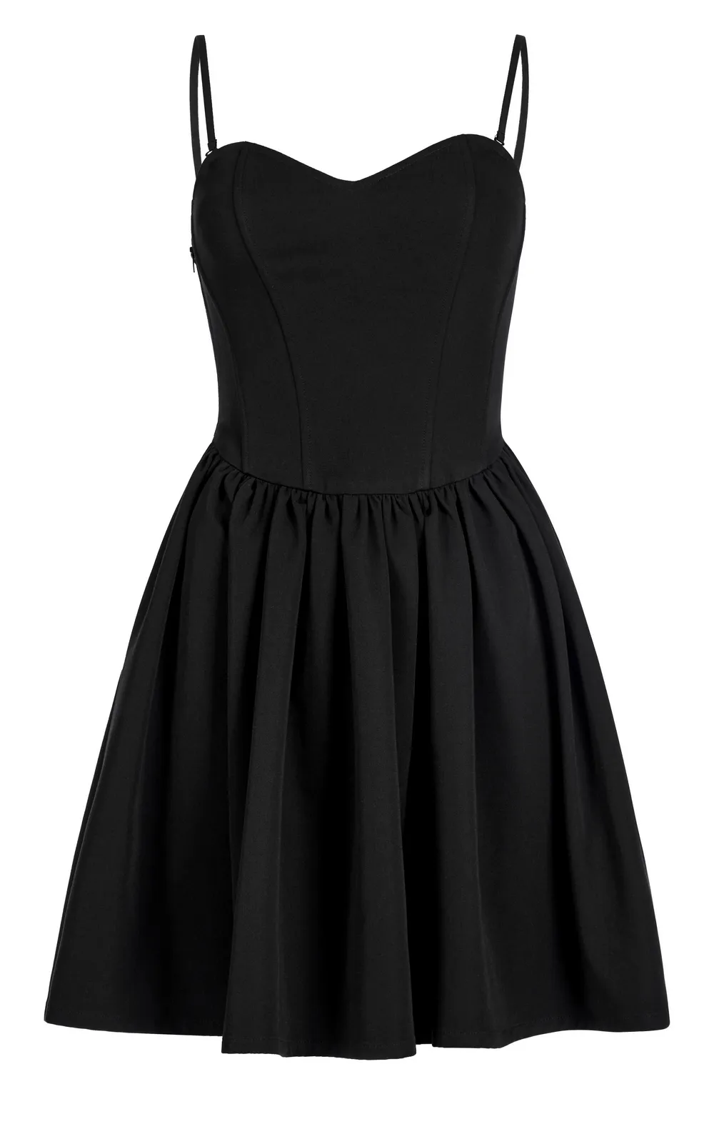 Elegant Black A-Line Skater Dress with Plaid Interior