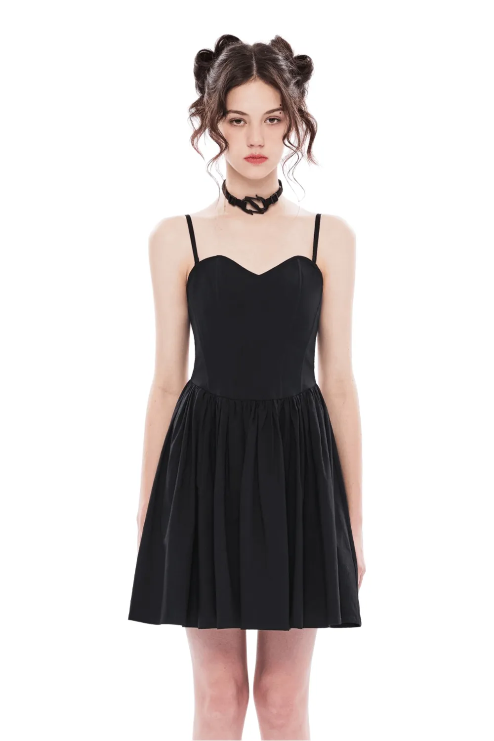 Elegant Black A-Line Skater Dress with Plaid Interior