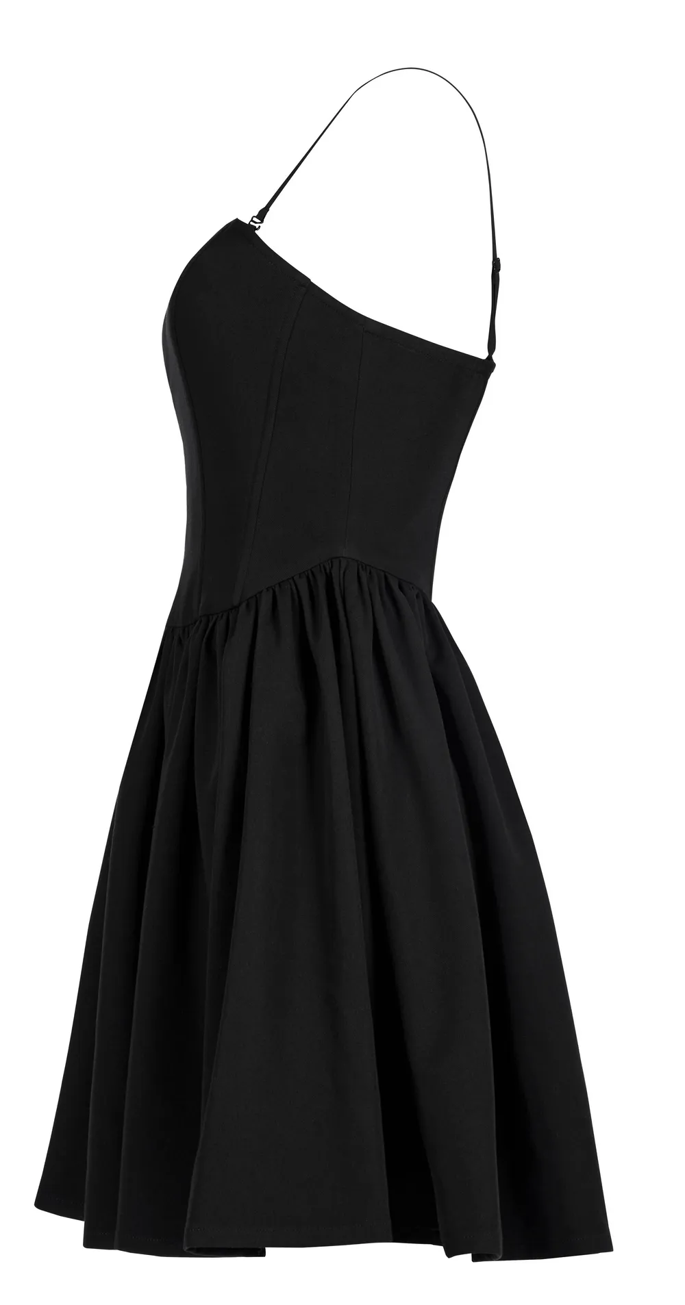 Elegant Black A-Line Skater Dress with Plaid Interior