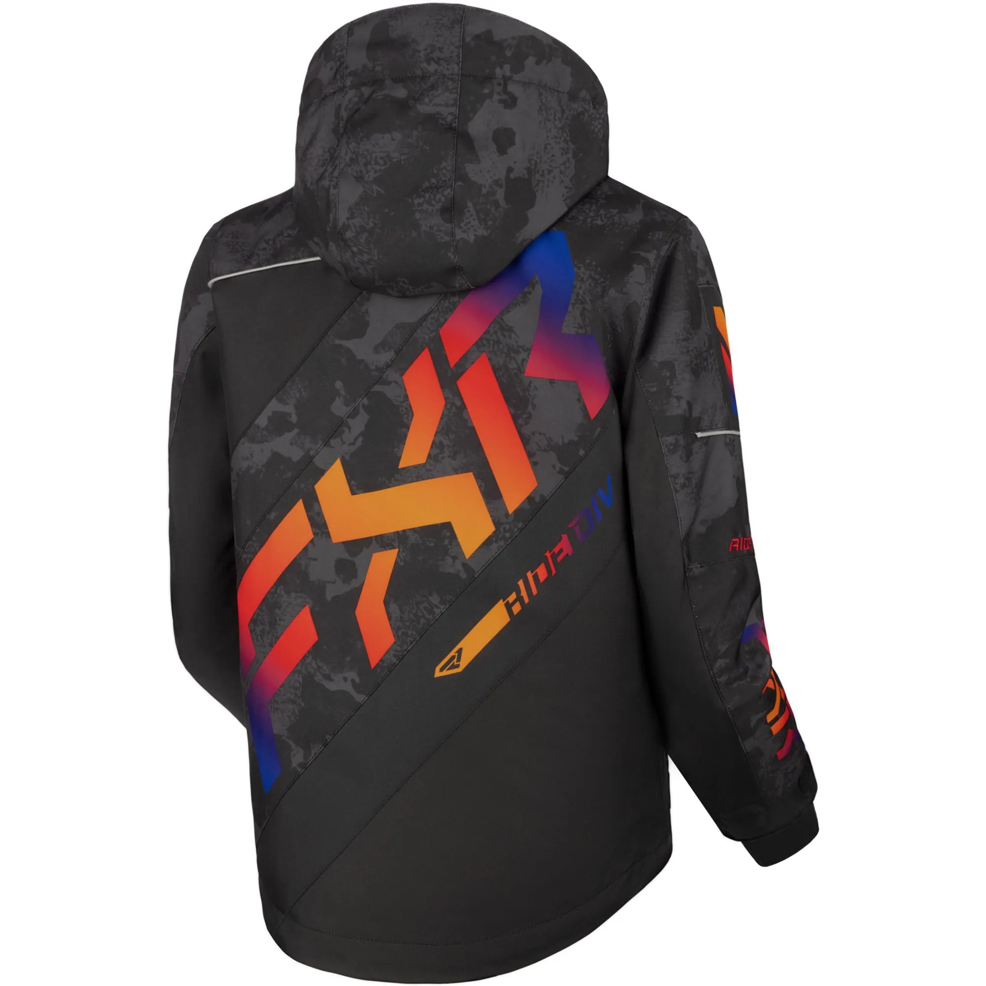 FXR Child CX Snowmobile Jacket Black Camo/Anodized Orange