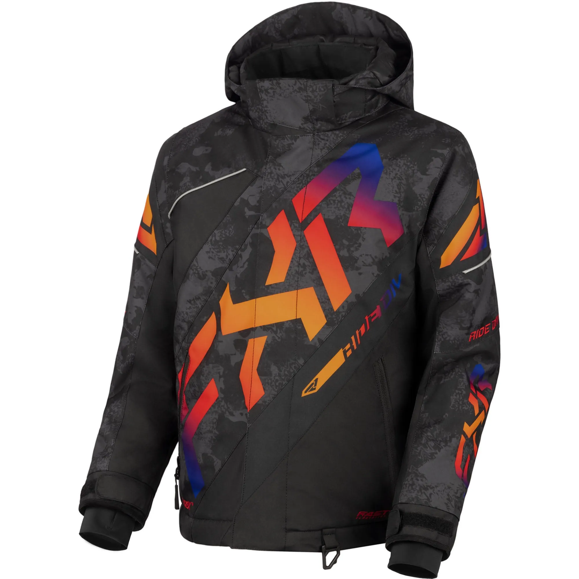 FXR Child CX Snowmobile Jacket Black Camo/Anodized Orange