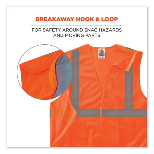 Glowear 8215ba-s Single Size Class 2 Economy Breakaway Mesh Vest, Polyester, 3x-large, Orange, Ships In 1-3 Business Days