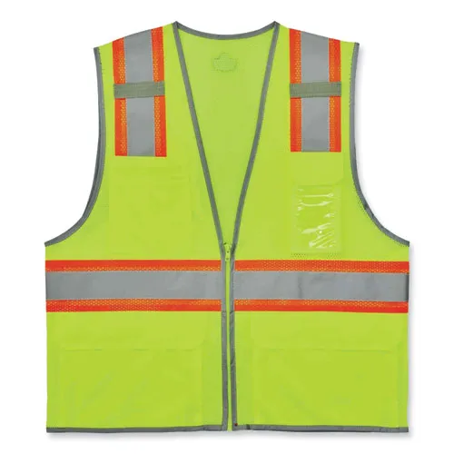 Glowear 8246z Class 2 Two-tone Mesh Reflective Binding Zipper Vest, Polyester, Small/medium, Lime, Ships In 1-3 Business Days