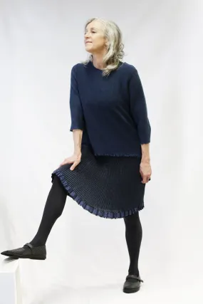 Hui Hui Textile Pleated Skirt Blue