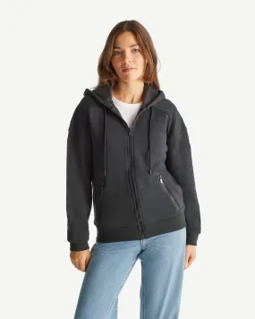 Leda brushed fleece zipped jacket Black