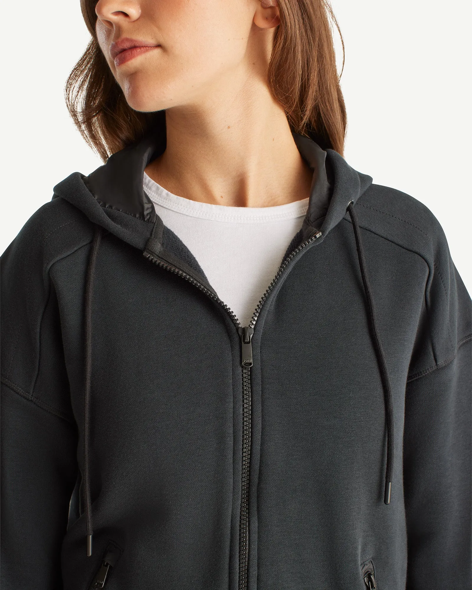 Leda brushed fleece zipped jacket Black