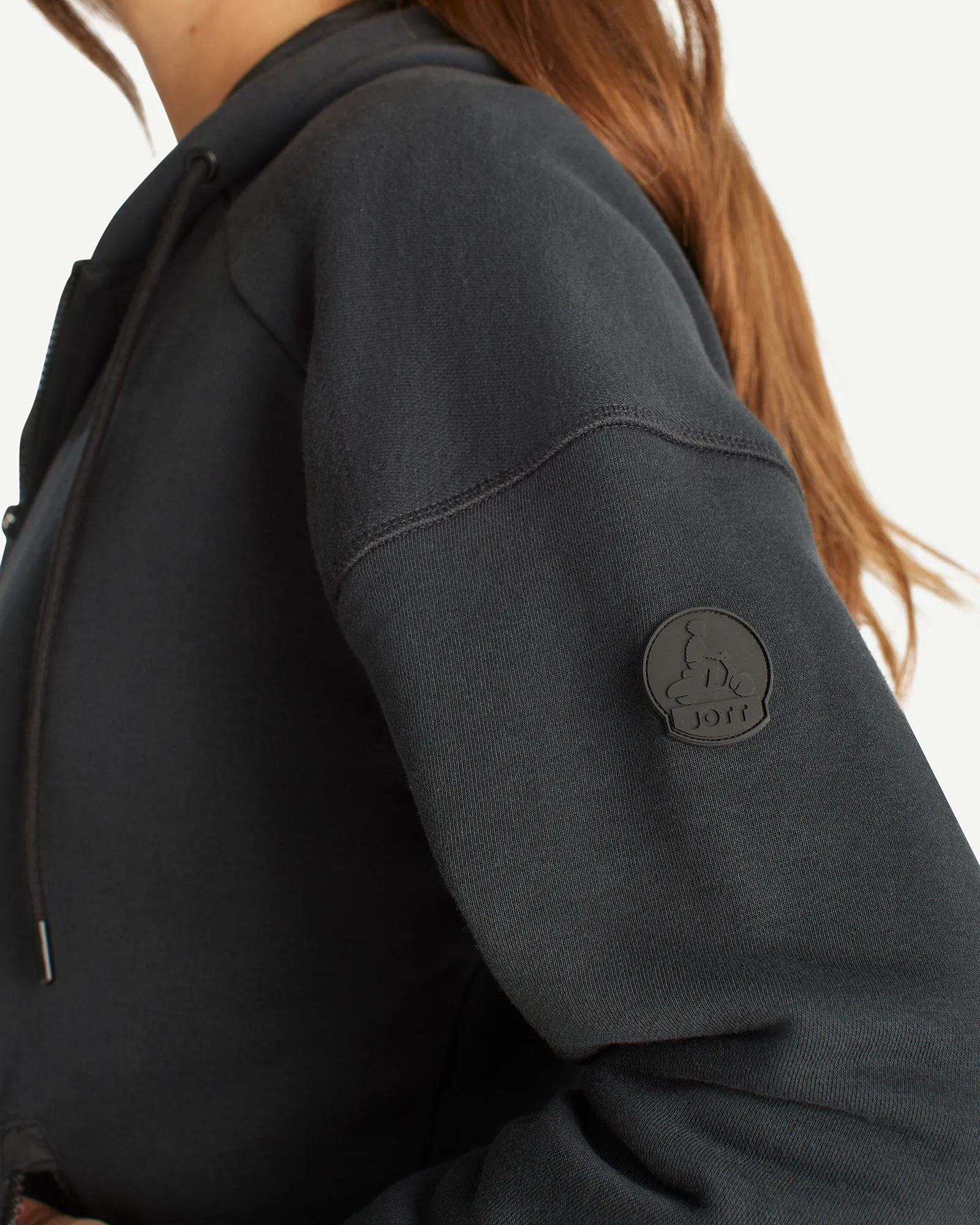 Leda brushed fleece zipped jacket Black