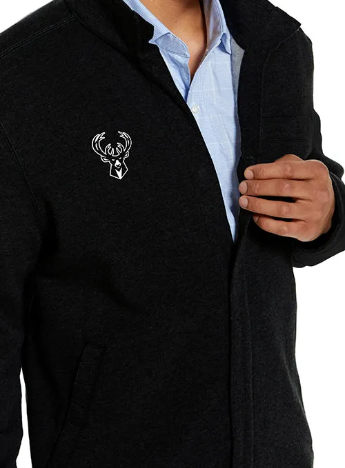 Magna-Ready Adaptive Black Knit Milwaukee Bucks Fleece Long Sleeve Jacket with Magnetic Closures