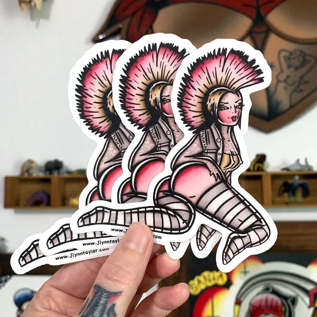 Mohawk Punk Pinup Sticker