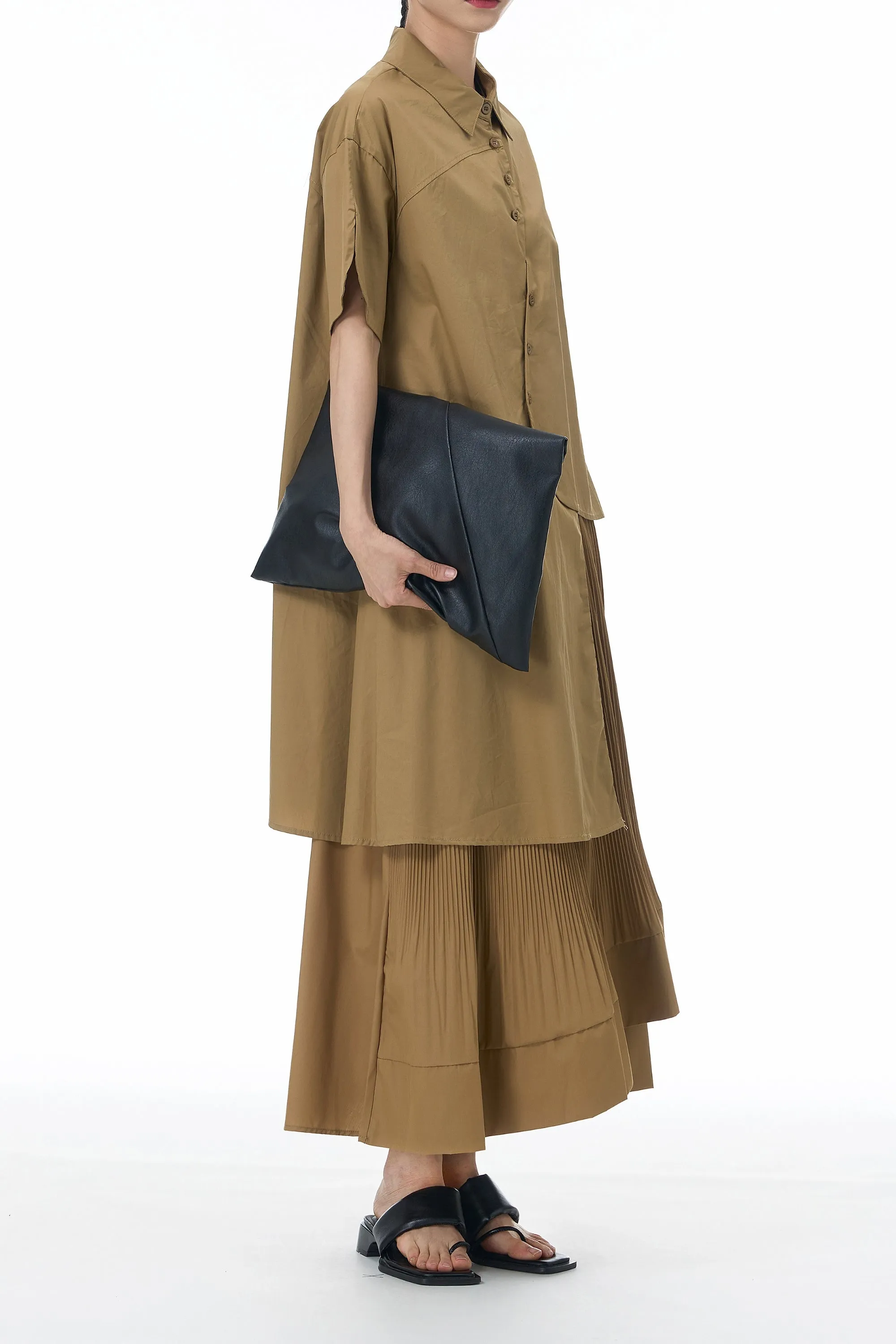 Oversized Asymmetrical Pleated Coord Set