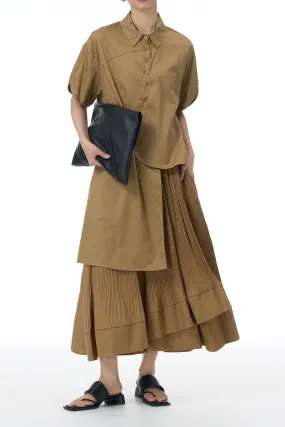 Oversized Asymmetrical Pleated Coord Set