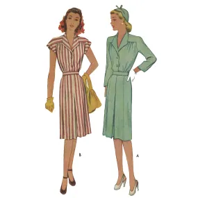 PDF - 1940's Sewing Pattern, Yoked Pleated Dress, Shirt Dress -  Bust 30” (76.2cm) - Instantly Print at Home