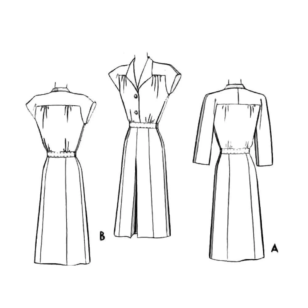 PDF - 1940's Sewing Pattern, Yoked Pleated Dress, Shirt Dress -  Bust 30” (76.2cm) - Instantly Print at Home