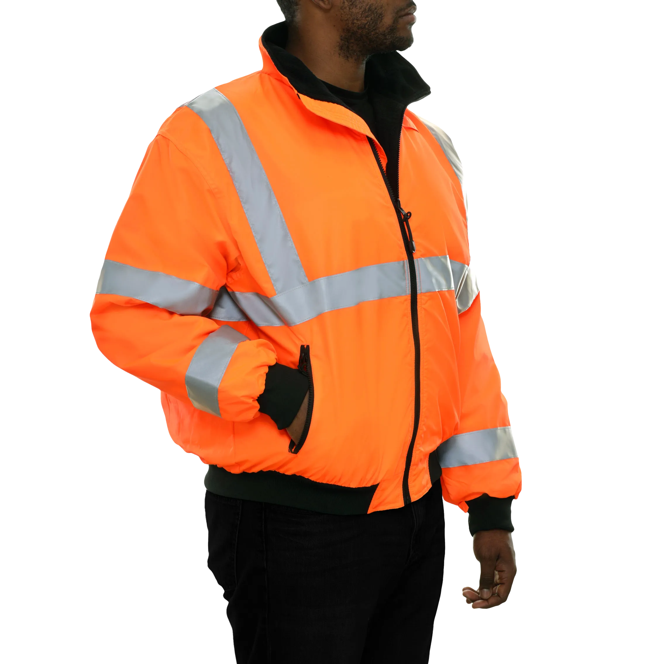 Safety Jacket Orange Hi Vis 3-Season Water Resistant