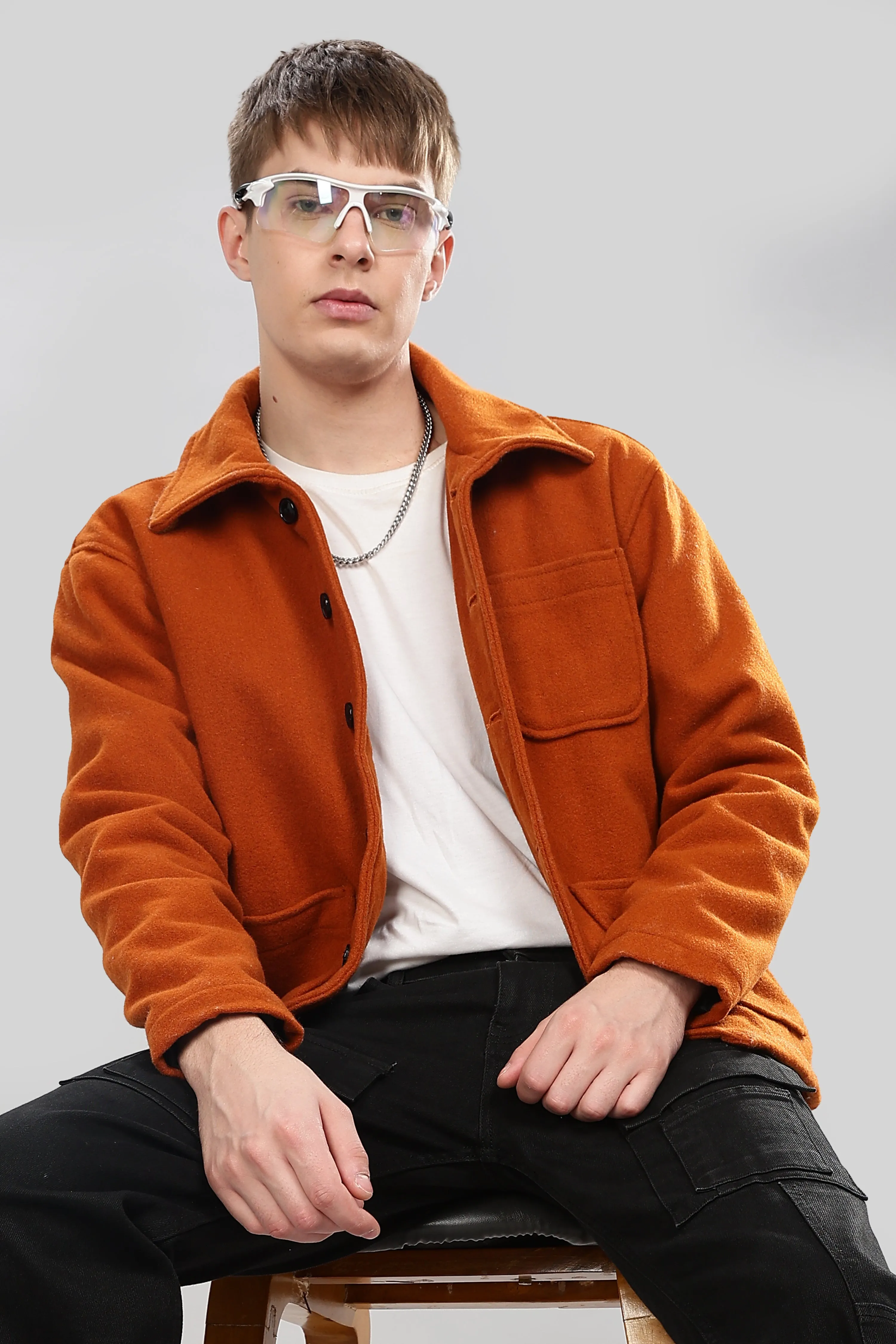 SAINTJONES ORANGE TWEED JACKET.
