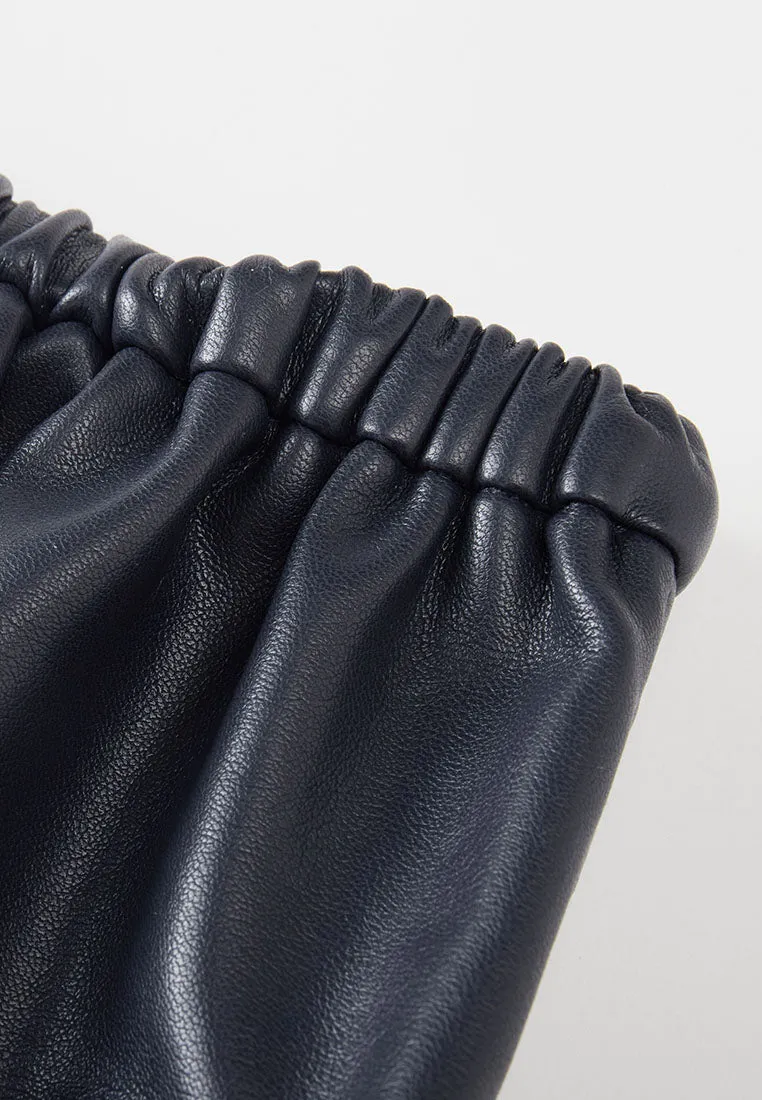 Savoy Recycled Polyester Pleated Skirt with Sustainable Vegan Leather Panels