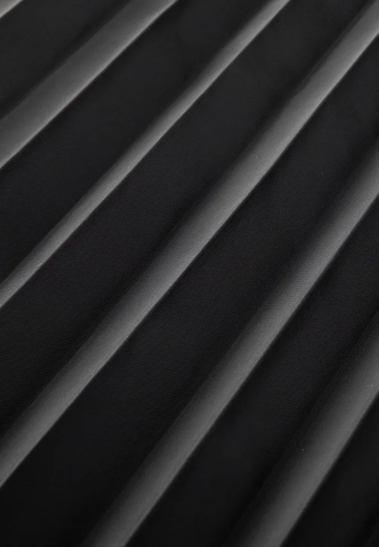 Savoy Recycled Polyester Pleated Skirt with Sustainable Vegan Leather Panels