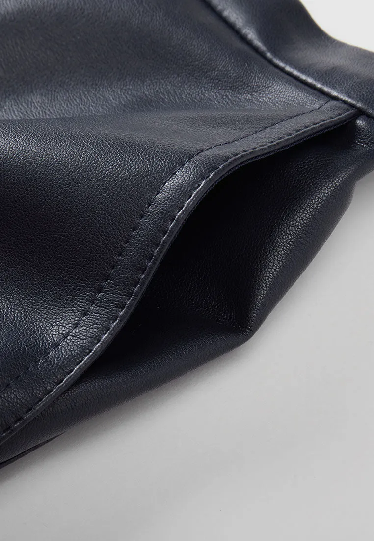 Savoy Recycled Polyester Pleated Skirt with Sustainable Vegan Leather Panels