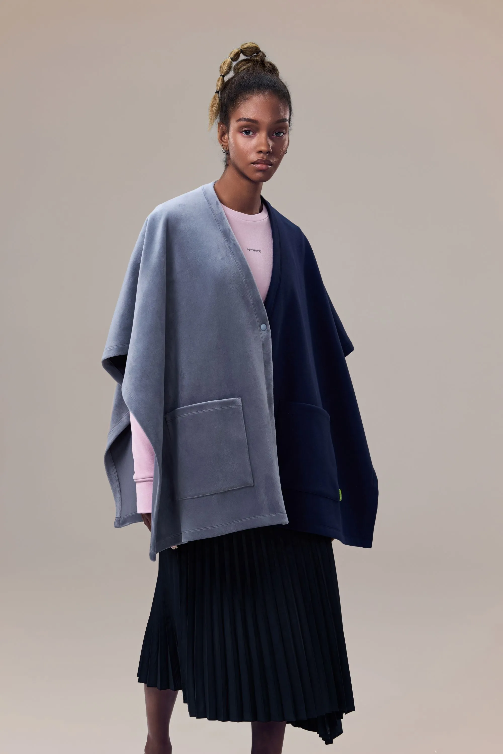 Savoy Recycled Polyester Pleated Skirt with Sustainable Vegan Leather Panels