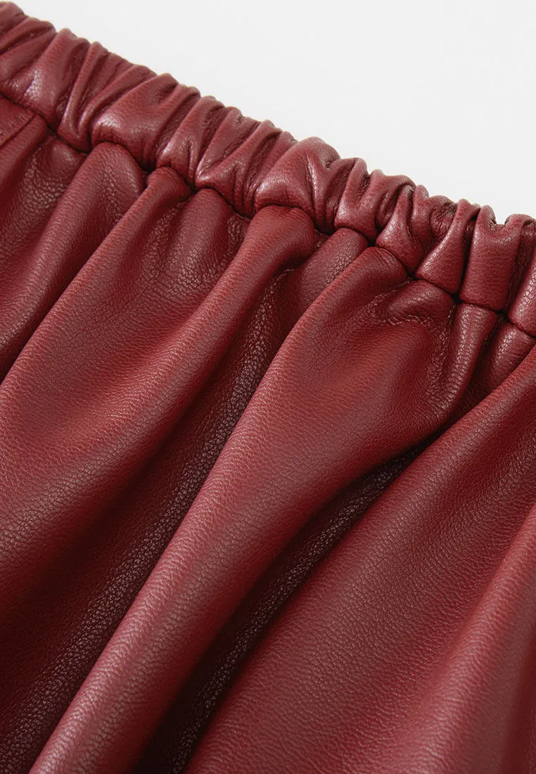 Savoy Recycled Polyester Pleated Skirt with Sustainable Vegan Leather Panels