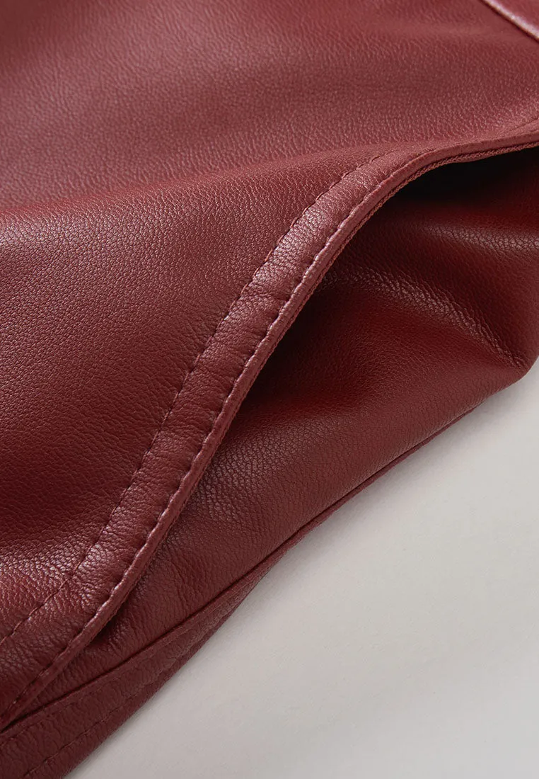 Savoy Recycled Polyester Pleated Skirt with Sustainable Vegan Leather Panels