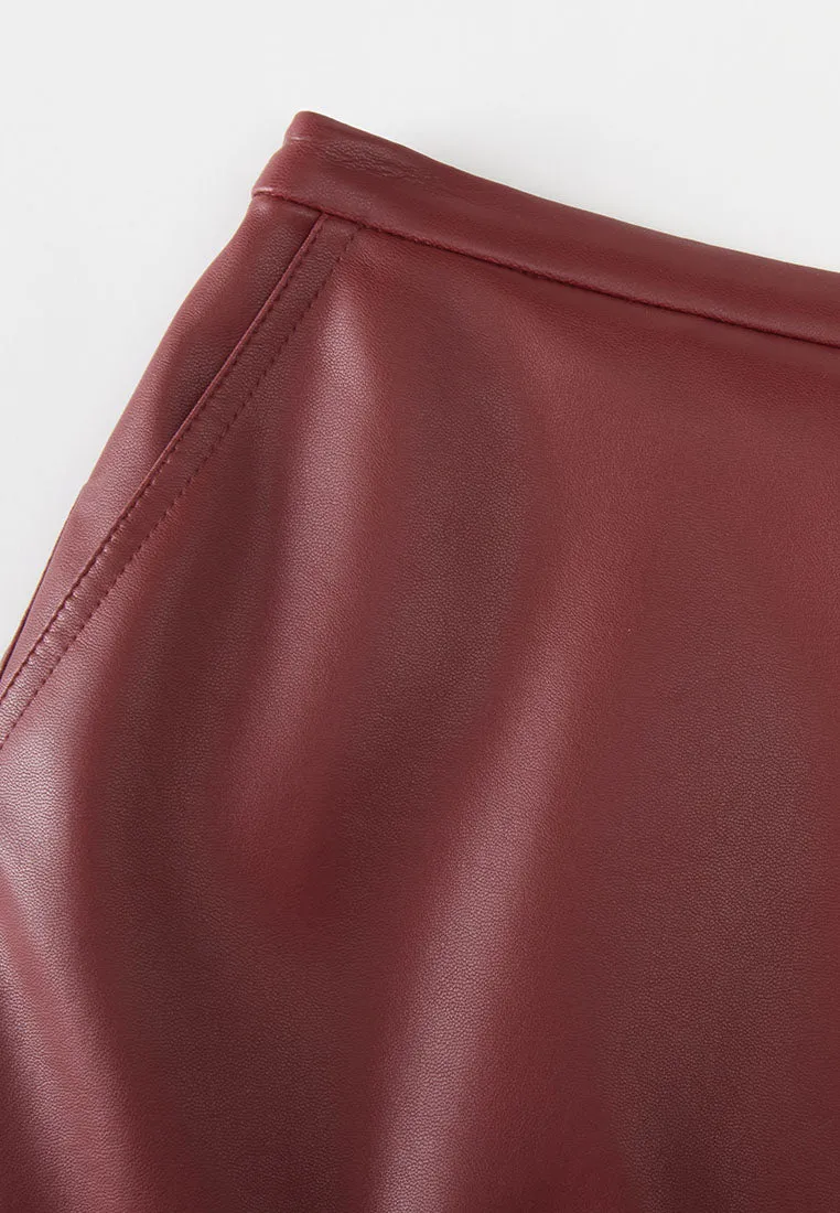 Savoy Recycled Polyester Pleated Skirt with Sustainable Vegan Leather Panels