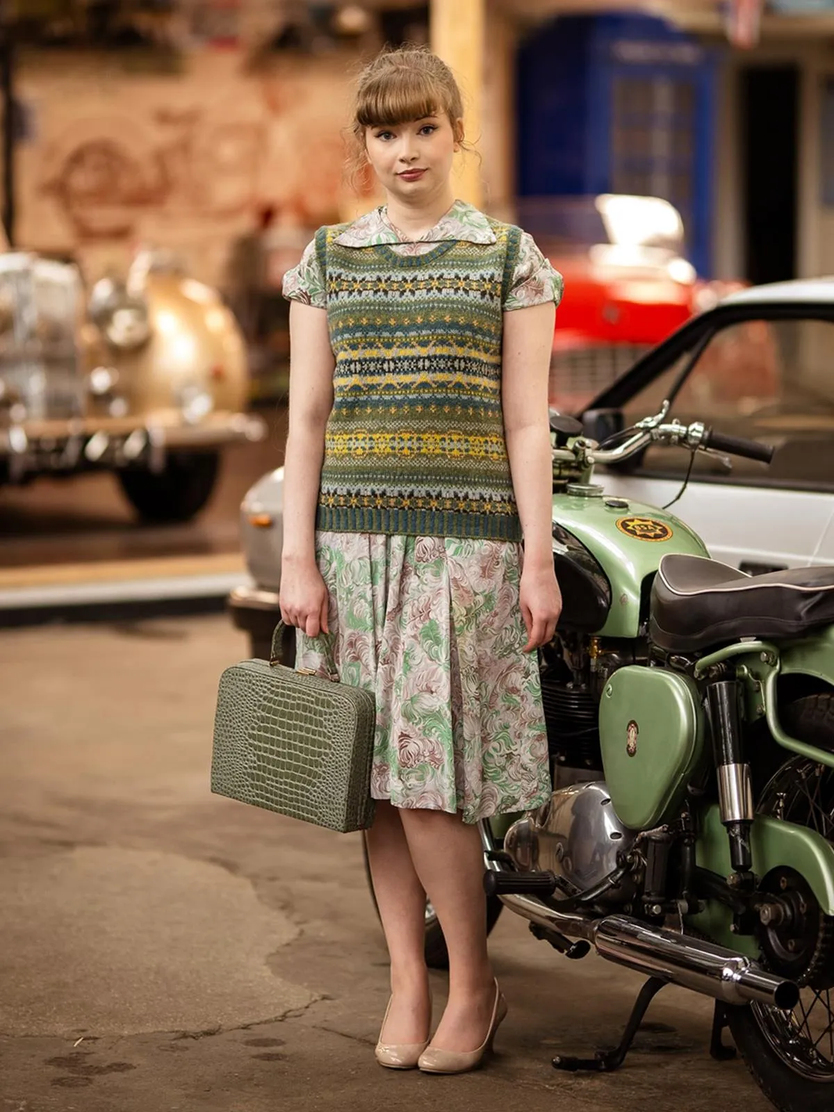 Scottish Wool Fairisle Tank Top in Botany Green