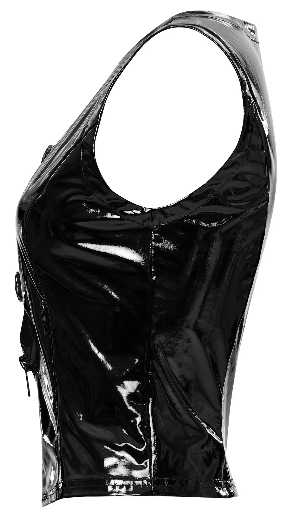 Slim Gothic Patent Leather Vest with Buckles Detail