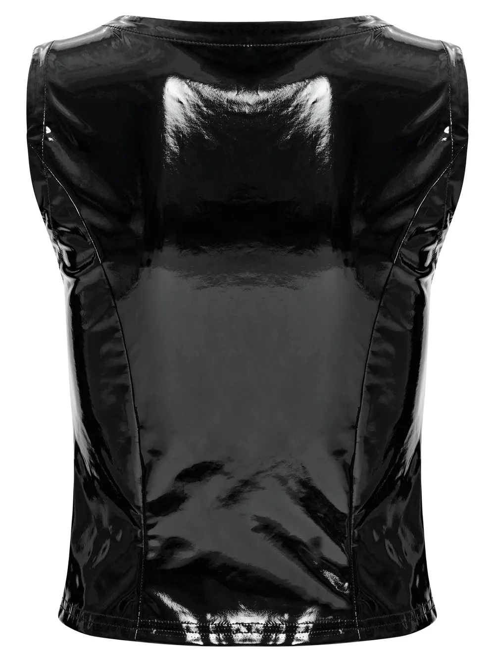 Slim Gothic Patent Leather Vest with Buckles Detail