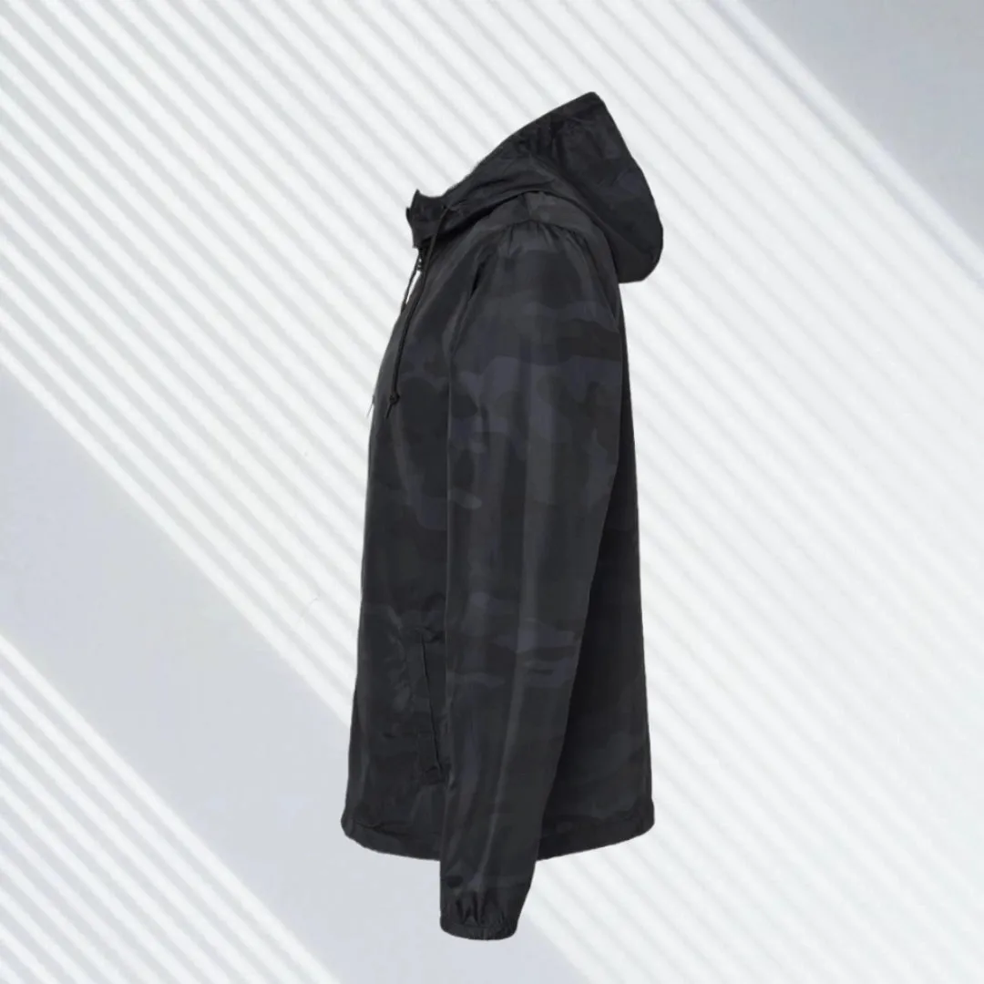 Storm Defender Black-Camo Windbreaker Rain Jacket