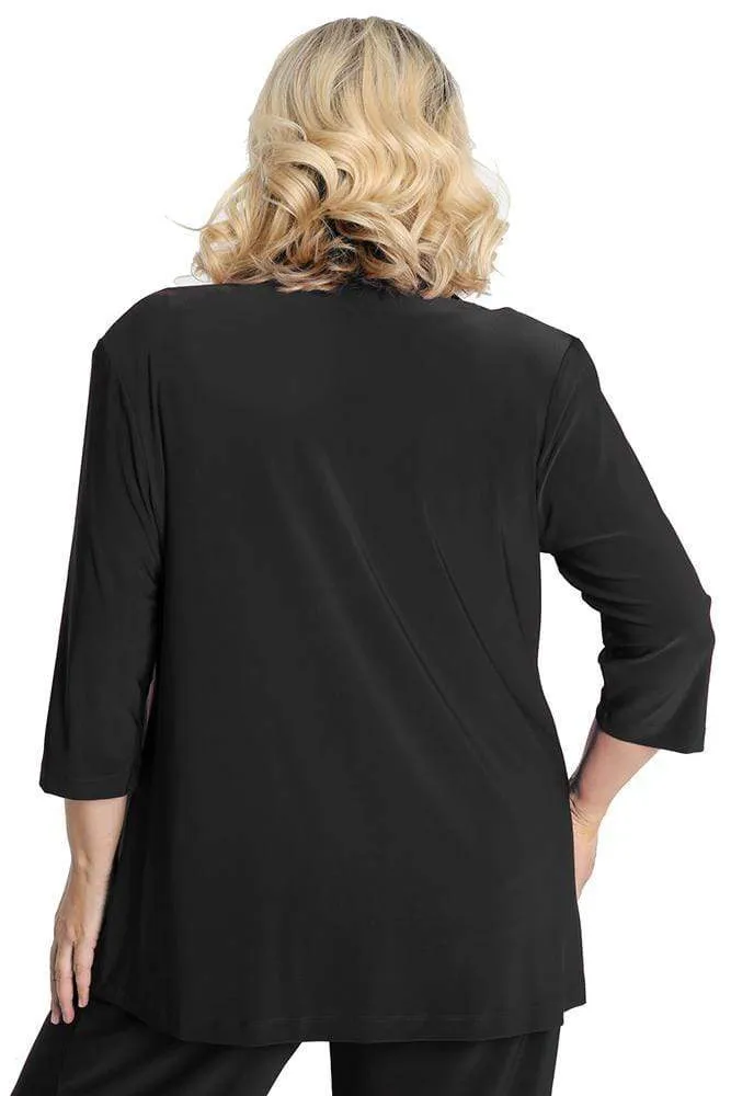 Vikki Vi Jersey Black 3/4 Sleeve Kimono Jacket