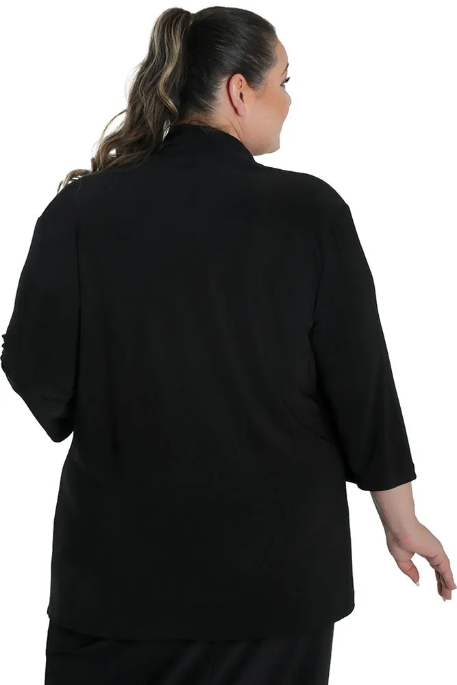 Vikki Vi Jersey Black 3/4 Sleeve Kimono Jacket