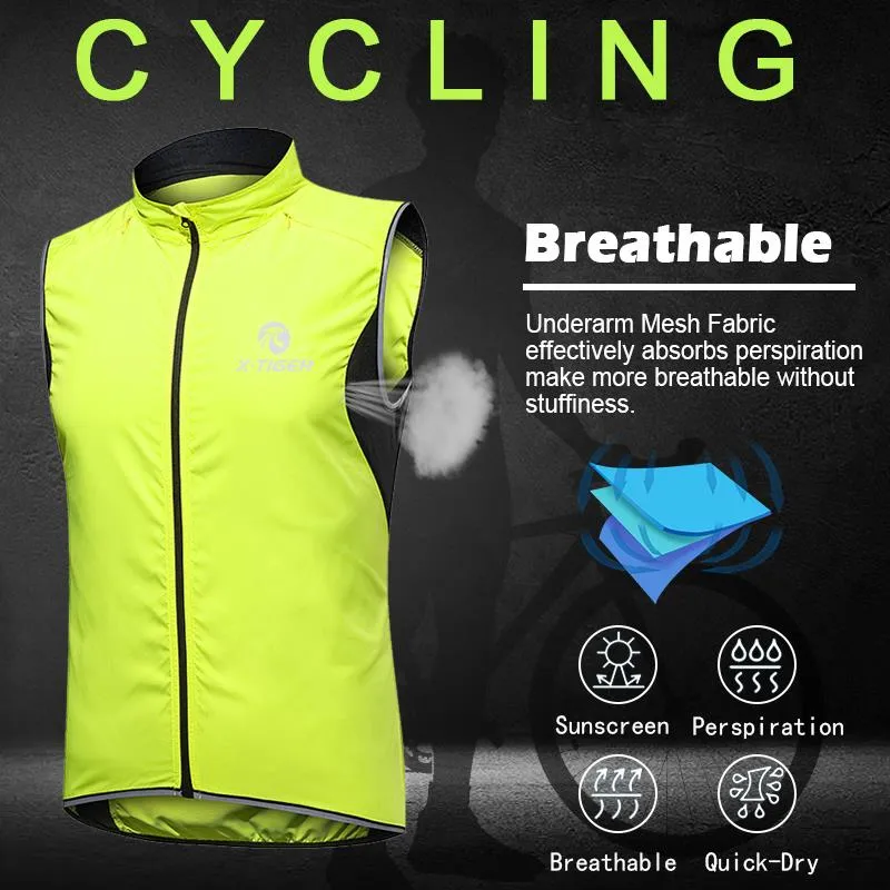 X-TIGER Windproof Cycling Vest Rainproof Sleeveless Reflective Safety Vest