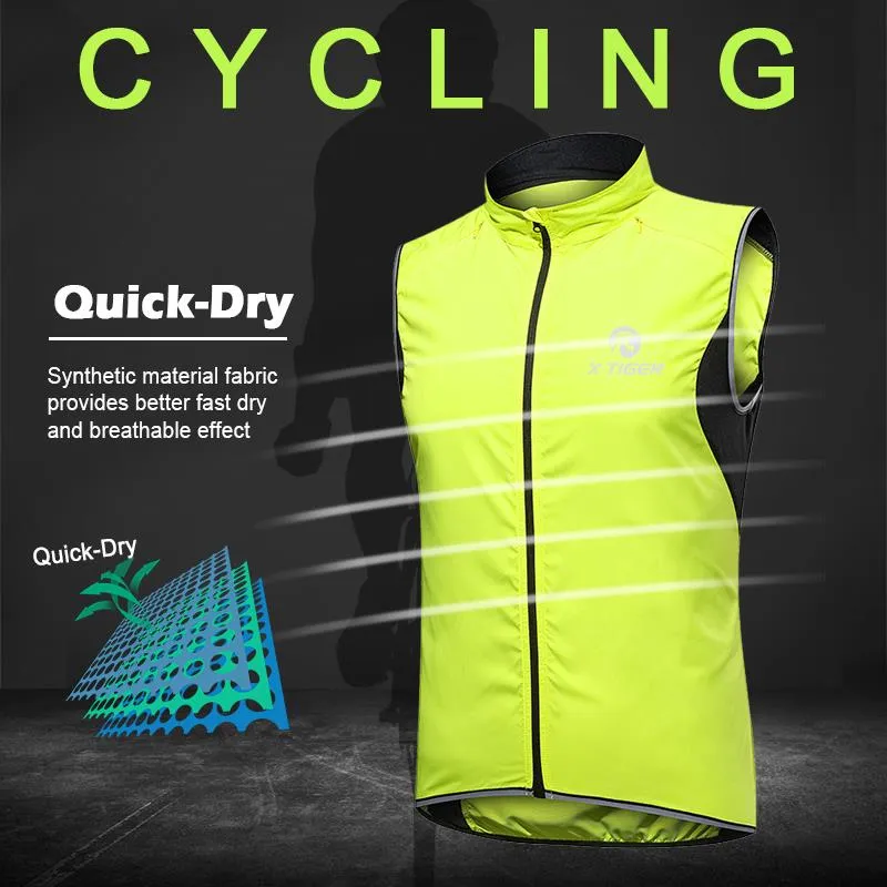 X-TIGER Windproof Cycling Vest Rainproof Sleeveless Reflective Safety Vest