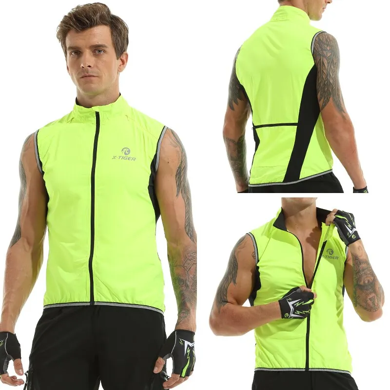 X-TIGER Windproof Cycling Vest Rainproof Sleeveless Reflective Safety Vest
